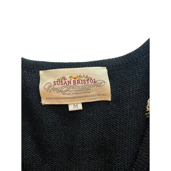 Susan Bristol Women's Black Floral Wool Sweater - Picture 5 of 8